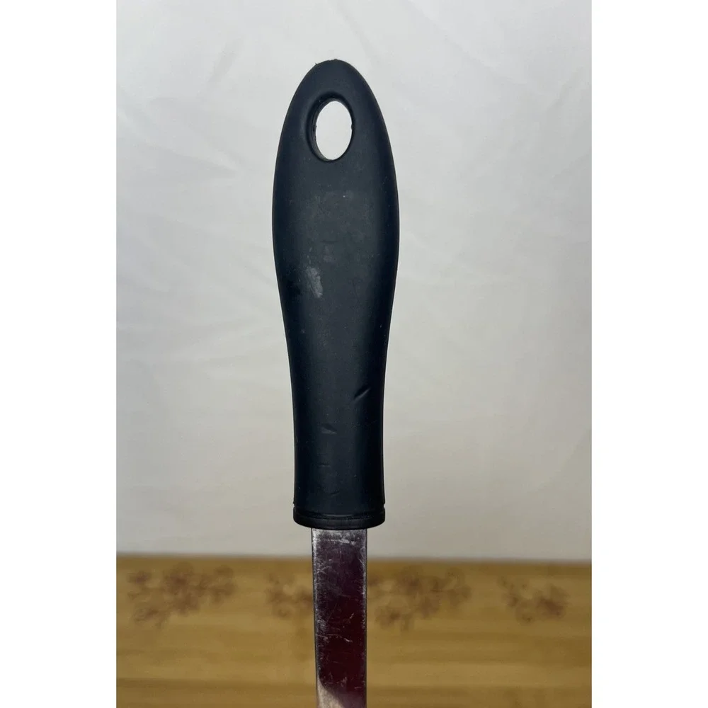 Stainless Steel Cooking/Serving Spoon Black Plastic Handle - 13‎ inches
